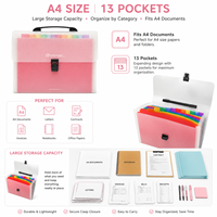 Carpeta Expandible de Colores con Diseño de Asa Portátil, 13 Bolsillos, Tipo Acordeón, para Archivos, Productos de Archivo