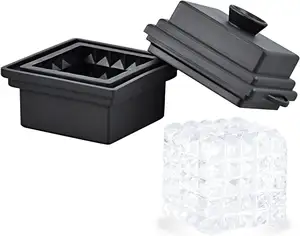 Silicone Diamond Ice Cube Mold Single Crystal Ice Tray With Funnel for Whiskey and Cocktails Silicone Ice Cube Maker