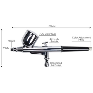 Dual-Action Airbrush Compressor 0.2mm/0.3mm/0.4mm Set <b>Spray</b> Gun Adjustable Power Air Brush for Nail Art Cake Decoration Makeup - Product Image 4