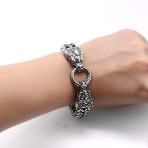 Pulsera de Cadena de Acero de Titanio con Diseño de Dragón yunnique, Joyería de Moda Unisex, Acero Inoxidable 316, Patrón Animal, Estilo Geométrico - Product Image 4