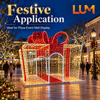 Boîte cadeau double Luming de 4 m de haut avec éclairage LED et cadre en aluminium peint pour motif lumineux de Noël