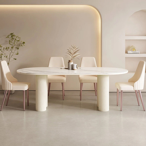 Ensemble de table et de chaises de salle à manger ovales <span class=keywords><strong>en</strong></span> pierre frittée, brillantes, modernes, durables et écologiques, 4 places - Product Image 4