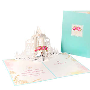 Cartolina <span class=keywords><strong>di</strong></span> compleanno stampata in carta Pop-up 3D per le occasioni <span class=keywords><strong>di</strong></span> matrimonio fatto a mano colorato castello carino biglietti d'auguri <span class=keywords><strong>di</strong></span> nozze - Product Image 3