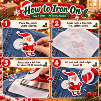Lot de patchs de Noël en gros : Père Noël, Bonhomme de neige, Pingouin – Appliques thermocollantes ou à coudre pour sacs, décorations DIY, broderies
