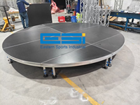 Scène portable ronde à 4 pieds ESI pour concert et événement, assemblage rapide, structure en aluminium, forme personnalisée disponible