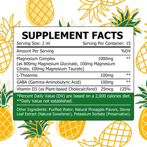 Gotas Líquidas de Glicinato de Magnesio de Marca Privada al por Mayor, 800 mg, Glicinato de Magnesio con Sabor Natural a Piña, Ayuda a Dormir - Product Image 2