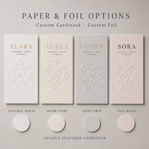 Biglietti da Visita Minimalisti con Motivi Botanici, Formato Alto con Fiori di Ciliegio in Rilievo e <span class=keywords><strong>Tipografia</strong></span> in Lamina d'Oro su Carta Crema - Product Image 5