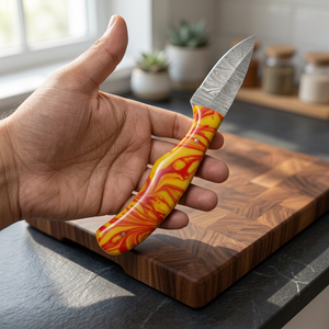 Couteau à lame fixe Drop Point en acier Damas 20 cm, manche en bois Pakka bleu, pour le camping, la survie, la chasse et les activités de plein air - Product Image 4