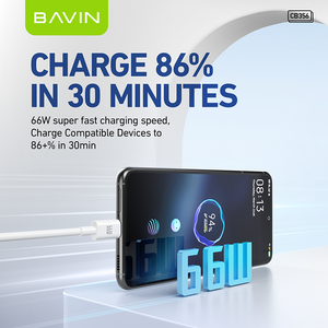 BAVIN venta al por mayor excelente CB356 66W tipo C USB C carga rápida cargador <span class=keywords><strong>de</strong></span> teléfono <span class=keywords><strong>celular</strong></span> datos <span class=keywords><strong>cable</strong></span> USB - Product Image 3