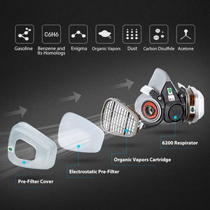 Masker 3M 6200, Masker Gas Setengah Wajah 3M, Respirator, Masker Gas Setengah Wajah yang Dapat Digunakan Kembali, Alat Pelindung untuk Pekerjaan Penggilingan - Product Image 2