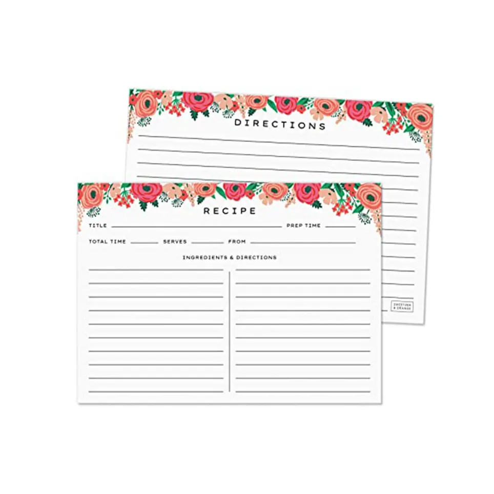 Custom High Quality Recipe Cards 4x6 Inches Blank Double Sided Paper Printing Recipe Cards