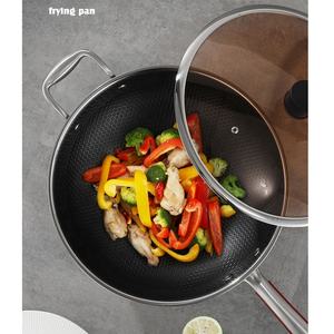Poêle à frire en acier inoxydable 304 de qualité alimentaire de 32 cm avec différentes poignées pour cuisiner et frire - Product Image 2