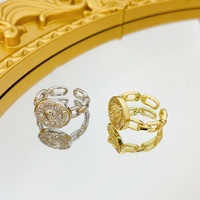 Lion géométrique en cuivre tendance, étanche, martelé, vente directe usine. Chaîne plaquée or 18 carats. Bague ouverte. Robes de mariée pour femmes