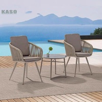 Ensemble de mobilier de jardin Ensemble table et chaises en bois Patio moderne rotin osier aluminium bois Restaurant corde Ensemble de salle à manger d'extérieur