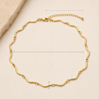 Collier pendentif barre ondulée dorée, chaîne fine, bijou de mode pour femme, cadeau, bijoux de fête