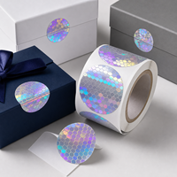 Autocollants personnalisés en PET holographique arc-en-ciel en forme de nid d'abeille, découpés à la forme, pour boîtes cadeaux, emballages décoratifs de produits électroniques grand public