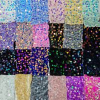 Tissu en velours bleu à paillettes de 5 mm, extensible, pour robe de femme, prix de gros
