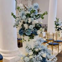 Hochzeitsblumen MoKtong Einfach zu Befestigende 80cm Blau-Weiße Phalaenopsis-Orchidee Seidenblumenkugel für Eingangsbereich-Dekoration