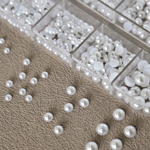 12Grids Round/Half Round Pérolas Brancas Prego <span class=keywords><strong>3D</strong></span> Cristais Beads <span class=keywords><strong>Caviar</strong></span> Nail Encantos Jóias DIY Strass Manicure Acessórios