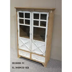 INNOVA Retro Solid <b>Wood</b> <b>Storage</b> Sideboard <b>Cabinet</b> for Living Room Rustic Antique Design with White Door Large Capacity - Product Image 1