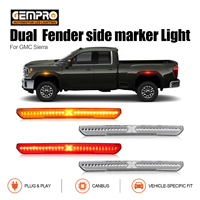 Feux latéraux à LED double style X spécifiques au véhicule pour GMC Sierra 2500 3500 HD 2020 2021, ensemble de 4 lampes de garde-boue avant et arrière