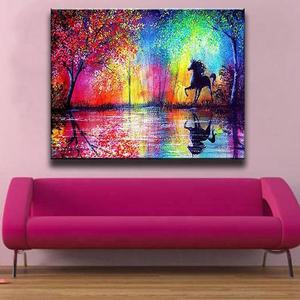 Hiç an elmas boyama renkli ağaç koşu siyah at 5D DIY tam kare matkap yapıt ASF1769 - Product Image 2