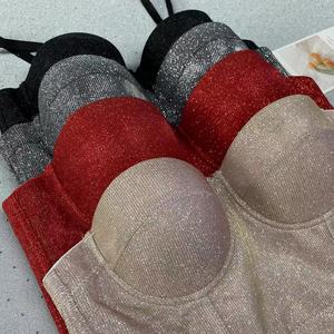 Bling sexy Skinny Bodycon camis xe tăng hộp đêm dây chất kết dính áo ngực ngực chất kết dính bustiers với sequined Crop Corset de mujer Tops - Product Image 2