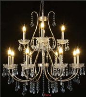 Nouveau Design Fournitures De Mariage Or Argent Lustre Métal Fer Placage Cristal Lustre Pendentif Lumière
