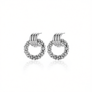 Amy Amy Fashion <b>Hoop</b> Earrings <b>Silver</b> Plated Geometric Design For Women Party Jewelry PE2084 - Product Image 3
