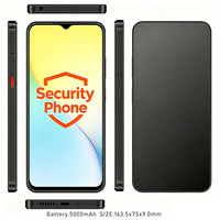 Smartphone Android sécurisé et confidentiel, écran HD+ 6,56 pouces, 6 Go RAM, 128 Go ROM, MT6765, sans caméra, sans GPS, lecteur d'empreintes digitales, batterie 5000 mAh