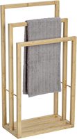 Porte-serviettes en bambou avec 3 barres pour le rangement des serviettes, support sur pied pour salles de bain, étagère de rangement pour toilettes et salles de bain