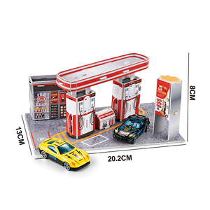 Puzzle per bambini più venduti blocchi fai da te 3D città stazione di benzina scena in lega di veicoli pressofuso parcheggio gioco giocattoli <span class=keywords><strong>set</strong></span> - Product Image 2