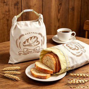 Sac à pain en coton réutilisable en cire d'abeille pour marque privée, sac <span class=keywords><strong>de</strong></span> conservation pour pain au levain, sacs <span class=keywords><strong>de</strong></span> courses en toile imprimés sur mesure 33*43CM - Product Image 1