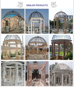 Gazebo de jardin en pierre blanche personnalisé BLVE avec dôme métallique, pavillon rond pour mariage en plein air, décoration de pelouse et de jardin - Product Image 6