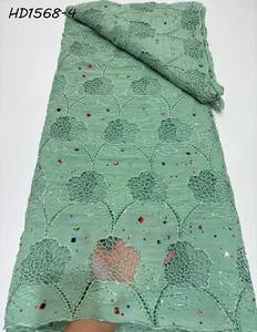 <span class=keywords><strong>2025</strong></span> son beyaz afrika fransız dantel kumaş işlemeli nijerya gipür tül dantel boncuklu kumaş için parti - Product Image 4