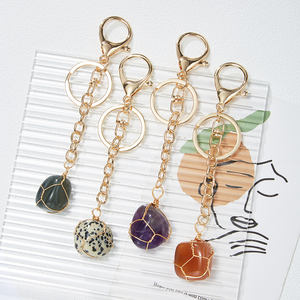 Porte-clés en pierre de naissance, porte-clés en cristal, fil d'or, pierre précieuse naturelle, breloque de porte-monnaie, cadeau décoratif de voiture - Product Image 4