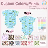 Combinaison pour bébé imprimée sur mesure avec illustration fantastique de pêche en mer, manches courtes, motif d'animaux marins, idéal comme cadeau
