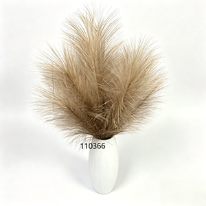 Herbe de la <span class=keywords><strong>Pampa</strong></span> Artificielle Décorative, 3 Tiges dans un <span class=keywords><strong>Vase</strong></span> en Céramique Blanche, Fausses Fleurs de Roseau Marron <span class=keywords><strong>pour</strong></span> Salon, Bureau, Décoration d'Automne - Product Image 2