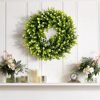 Fleurs artificielles faites à la main de 20 pouces, décoration de mur et de porte de Chine, verdure de buis pour couronne de Thanksgiving