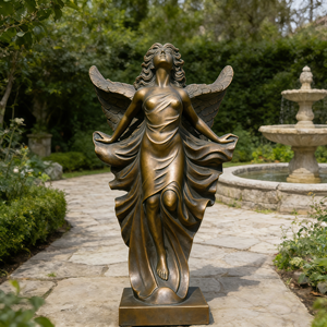 Grande statue décorative de jardin d'un <span class=keywords><strong>ange</strong></span> ailé, sculpture en métal, statue en bronze et en laiton - Product Image 1