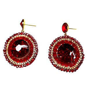 Pendientes de Cristal con Diamantes de Imitación Rojos, Chapados en Oro, Acero Inoxidable 316L, Joyería de Diseño - Product Image 2