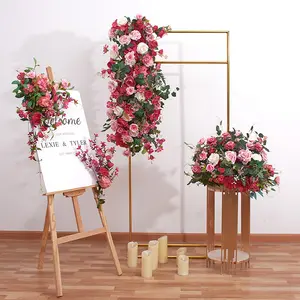 Yeni tasarım özelleştirilmiş yapay ipek çiçek masa çiçek koşucu çiçek satır düğün dekoratif için