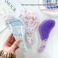 Peigne à cheveux anti-nœuds en forme de S de dessin animé avec design transparent, peigne à lisser les cheveux en plastique mignon pour un usage domestique