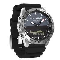 NORTH EDGE Montre de plongée unisexe de luxe, sport et mode, entièrement en acier, montre intelligente à quartz, boussole, altimètre, baromètre, double affichage