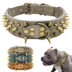 Collier de chien pour grands chiens, pointes Cool cloutées, collier en cuir pour animaux de compagnie, pour berger allemand Mastiff Rottweiler Bulldog