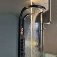 Nouveau panneau de douche de salle de bain multifonction noir intelligent panneau de douche à cascade luxuriant panneau de massage de douche de luxe