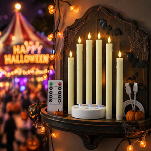 Bougies <span class=keywords><strong>LED</strong></span> électroniques rechargeables en cire véritable de haute qualité, effet larme, avec télécommande 10 touches et minuterie pour la décoration d'Halloween - Product Image 1