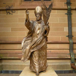 Outdoor Church Decoration Life Size Pope John Paul II Religious Statue Catholic Religious <strong>Bishop</strong> Sculpture With Cross <strong>Staff</strong> - Product Image 6