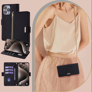 Sac à bandoulière pour femme grande capacité avec miroir, chaîne en métal, antichoc, motif lychee, étui pour téléphone portable en cuir PU - Product Image 1