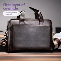 Sac à bandoulière pour ordinateur portable en cuir véritable pour hommes, 15,6 pouces, grande capacité, imperméable, super léger, réduction de la charge
